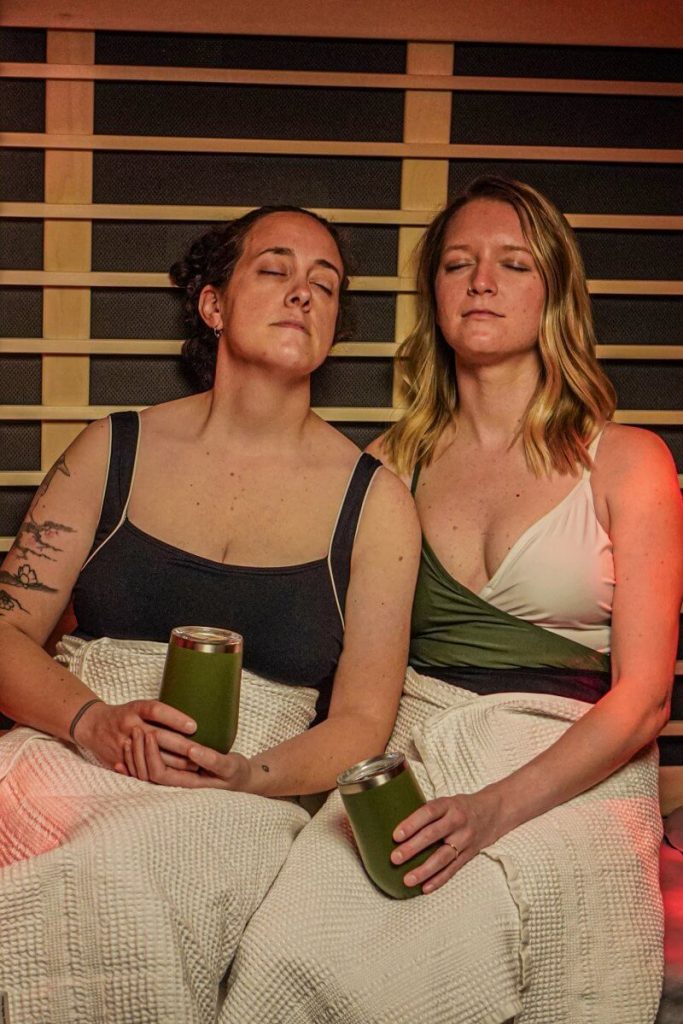 2 women, far infrared sauna