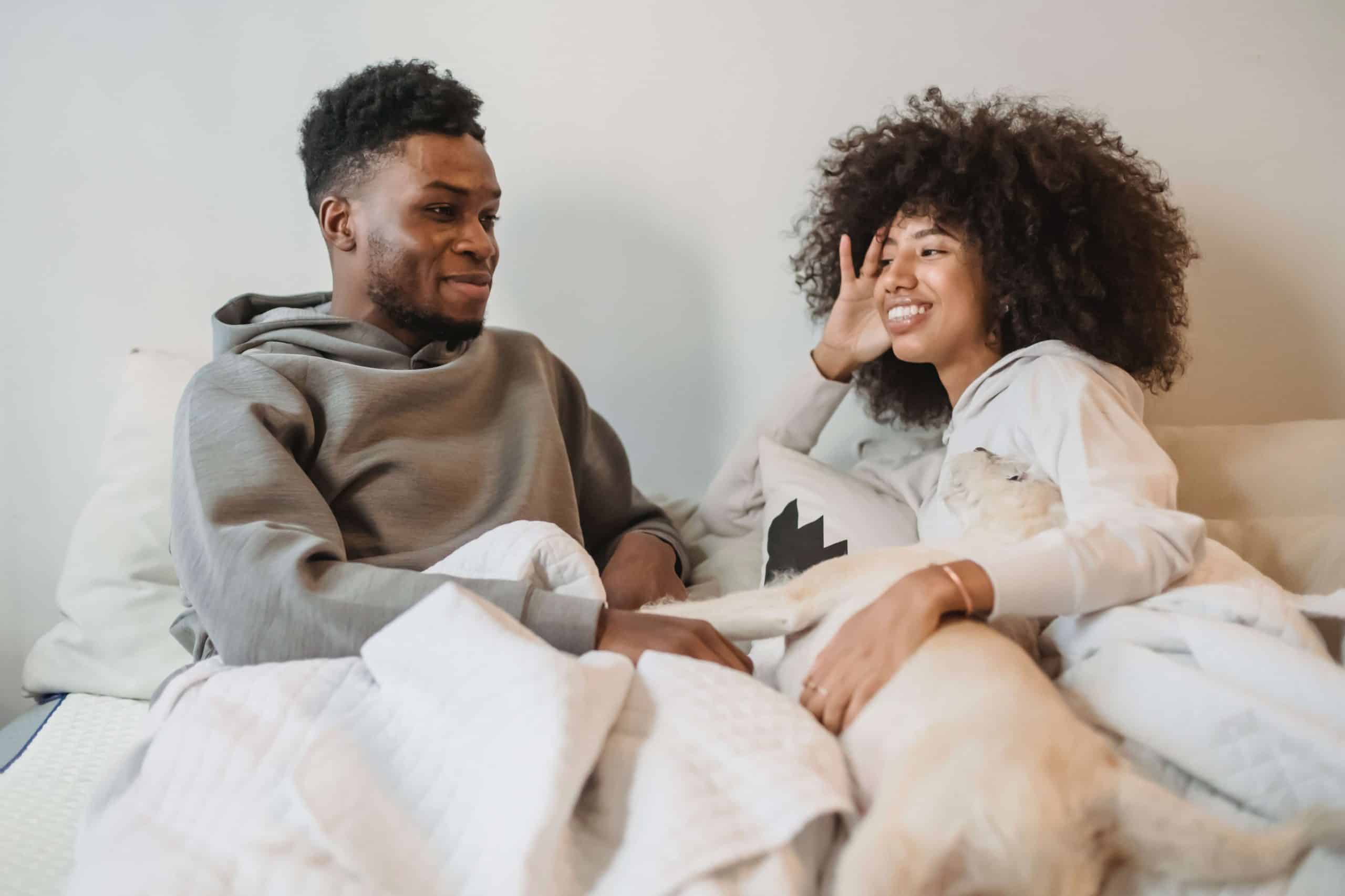 couple and dog - at-home date night