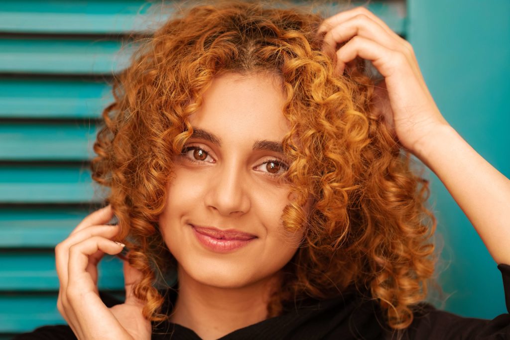 woman with healthy curly hair