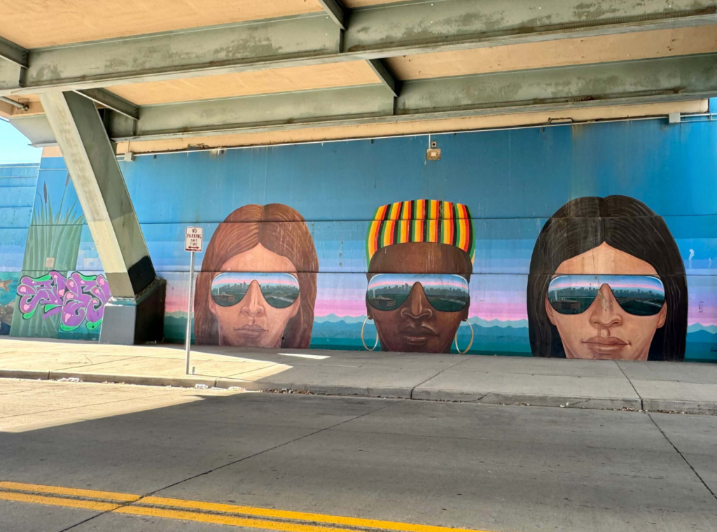 Denver mural under bridge at Confluence Park