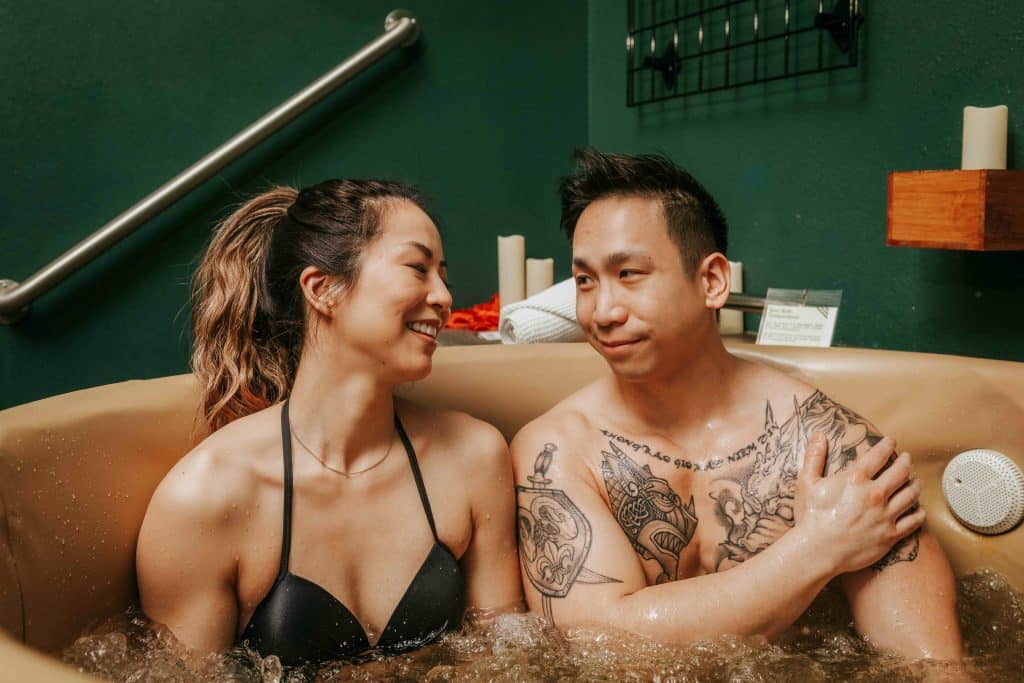 Date night couple in tub