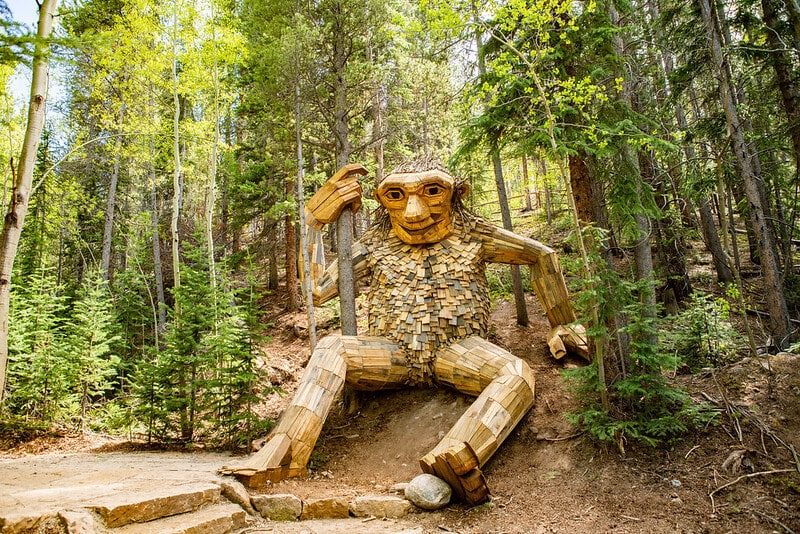 The Breckenridge Troll art installation in Breckenridge, Colorado