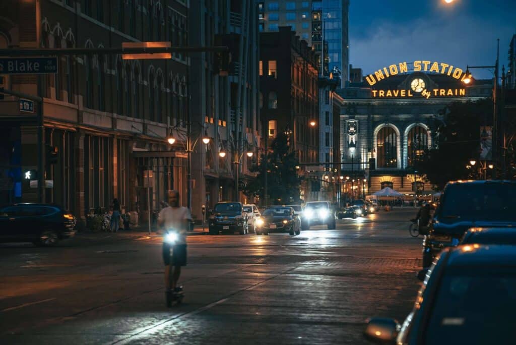 Union Station in Denver at night