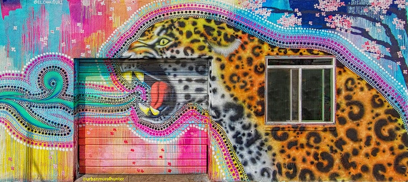 colorful tiger street art in Denver's RiNo neighborhood