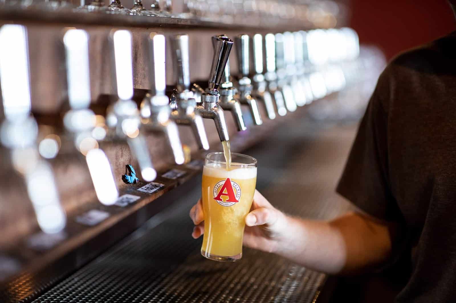 Beer and taps at Avery Brewing Company