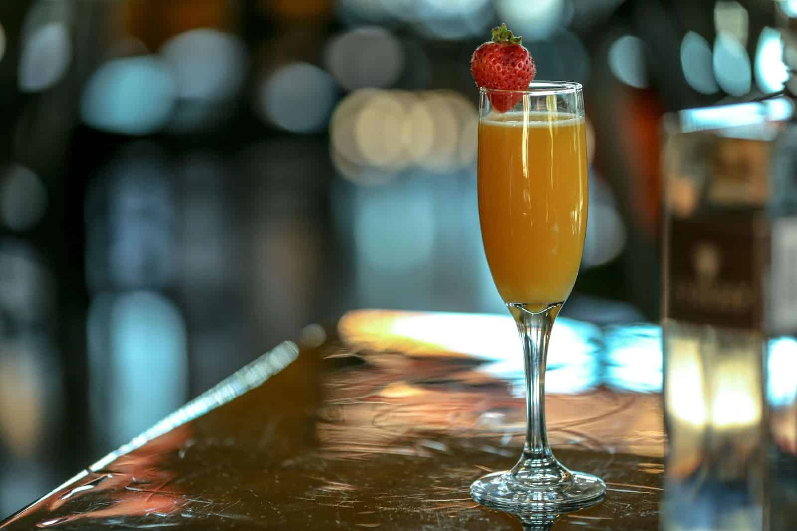 mimosa with strawberry