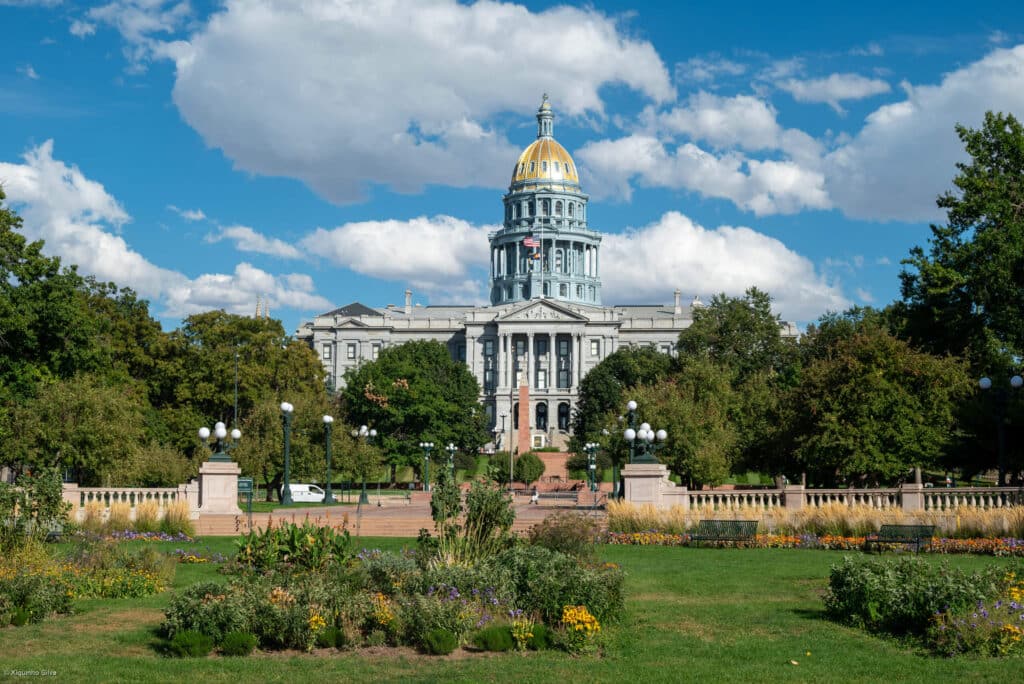 Outside view of the Colorado State Capitol in Denver