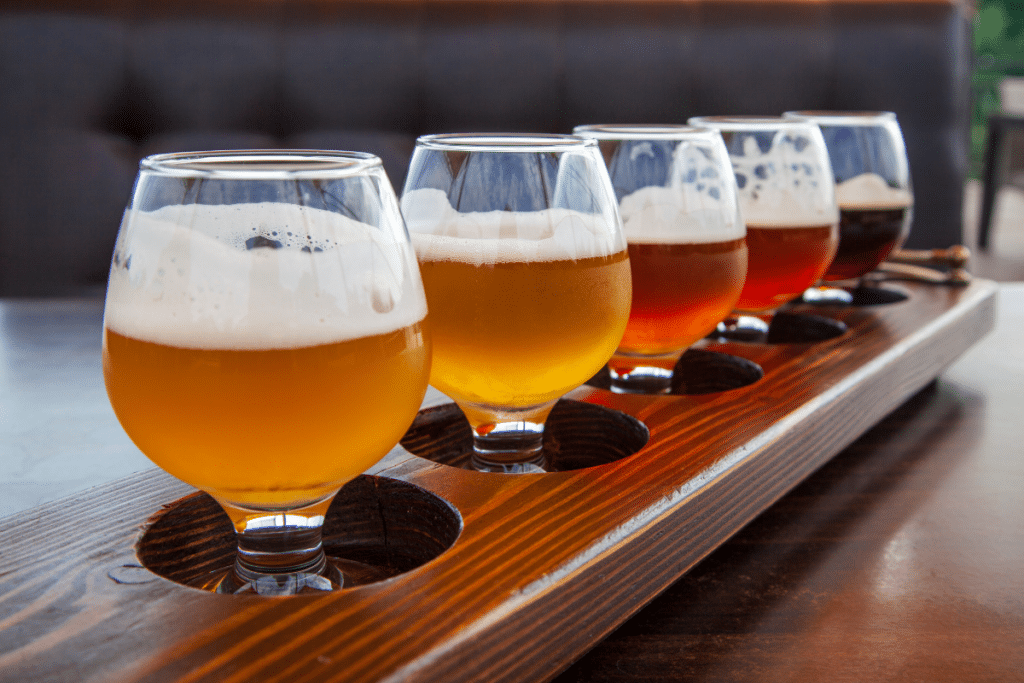 A flight of craft beer