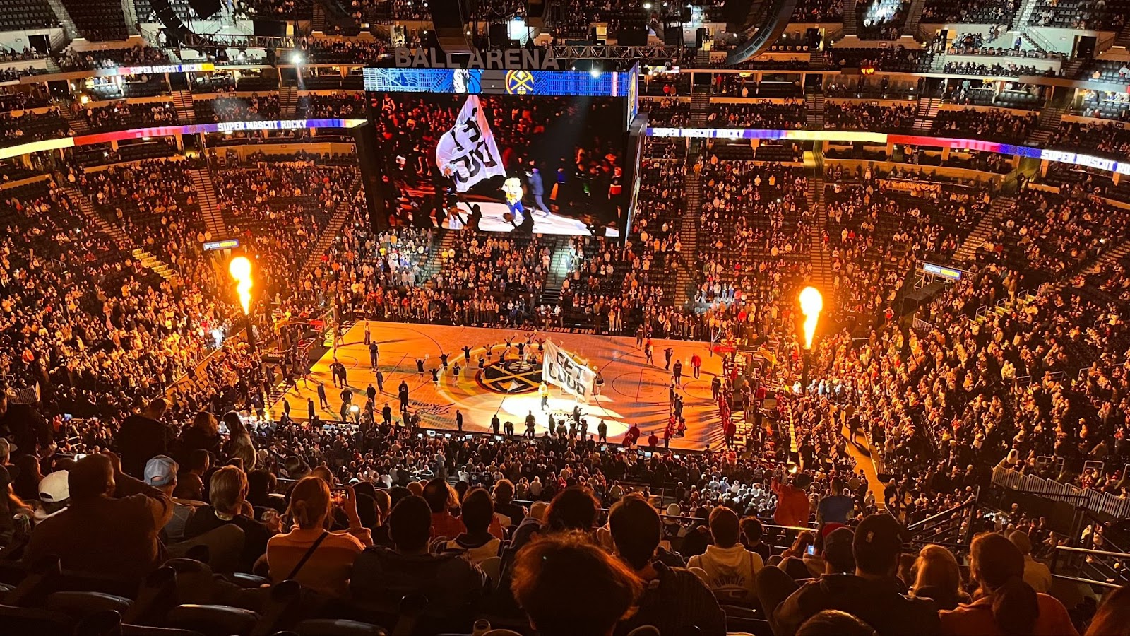 The Denver Nuggets playing at Ball Arena