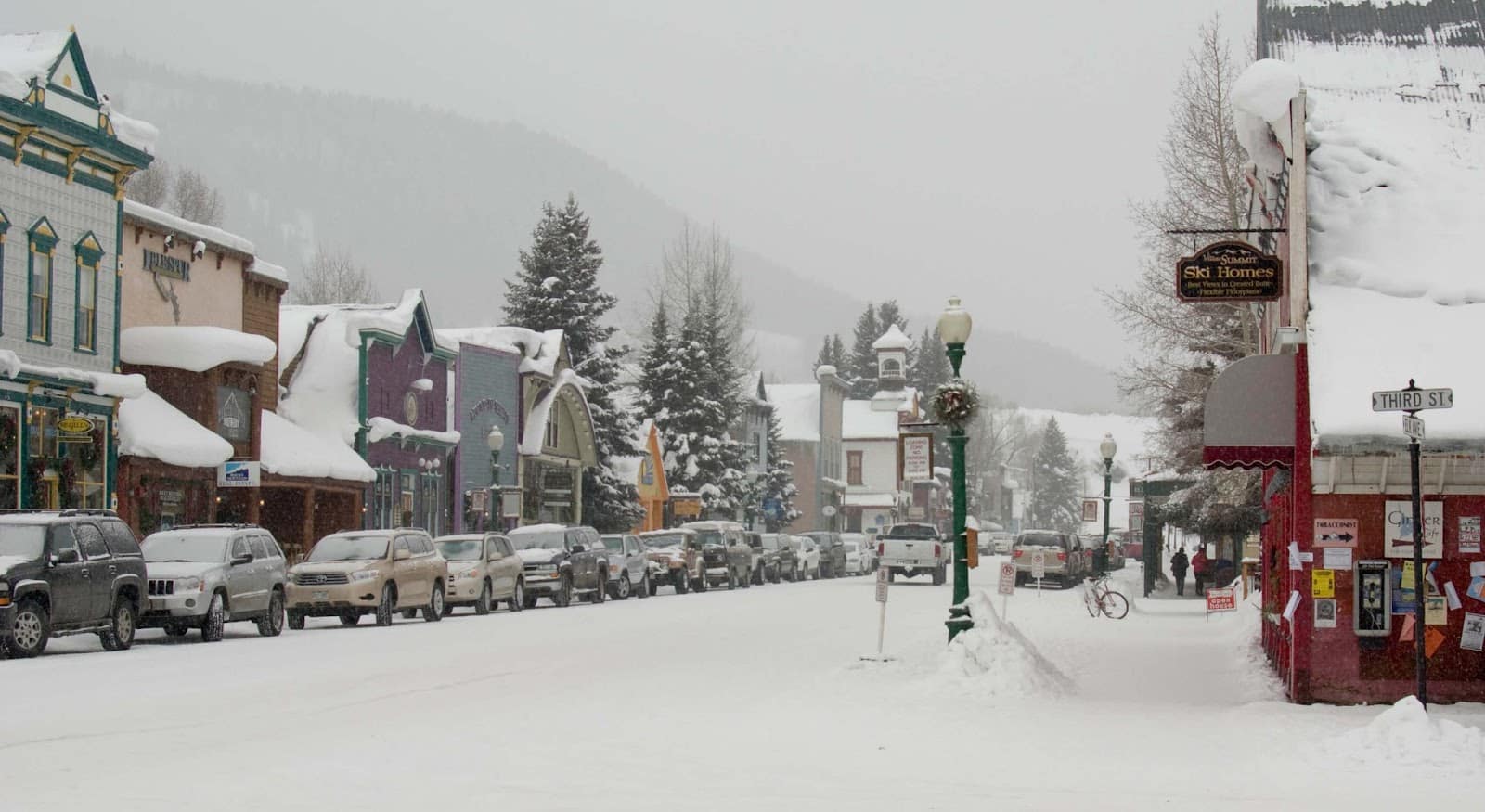 Crested Butte downtown area covered with snow for Colorado ski trip