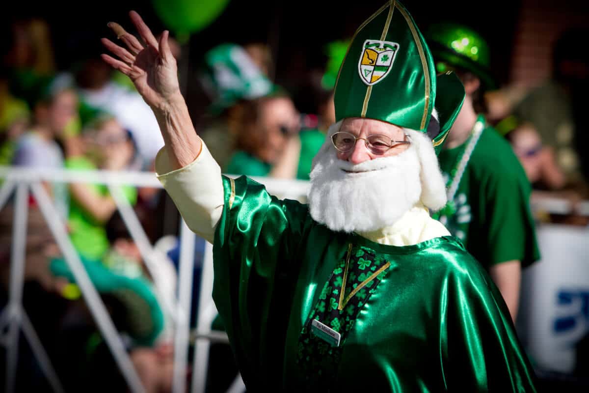 Person dressed up for St. Patrick's Day Parade in Denver