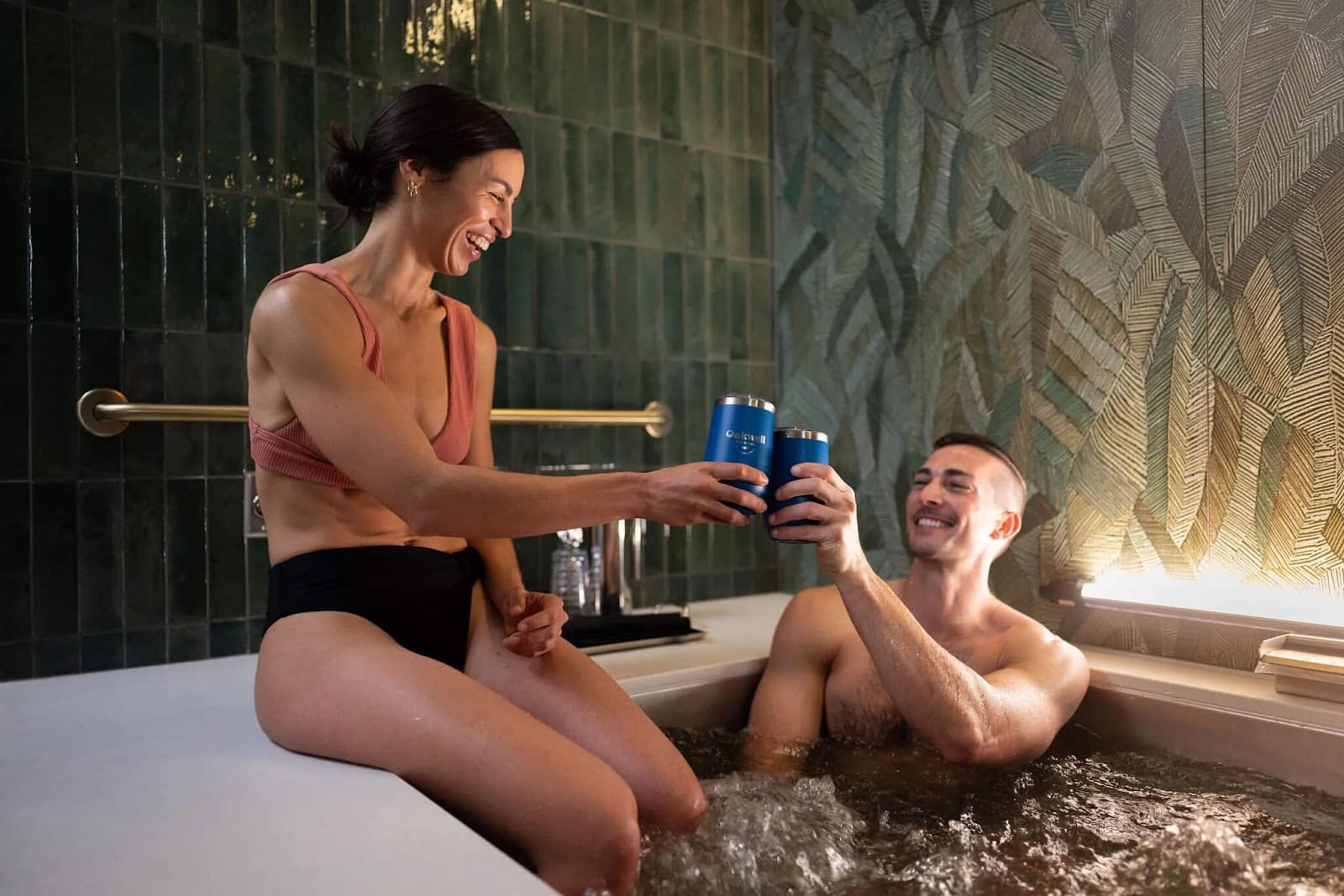 Couple taking a beer bath at Oakwell Beer Spa in Denver