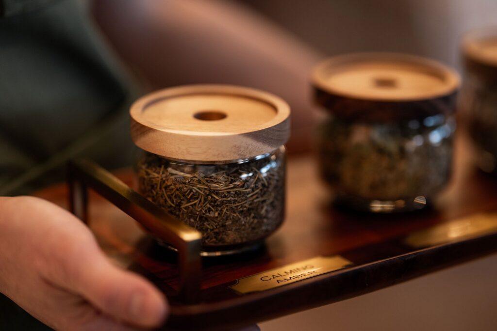 An Oakwell Beer Therapist presents different herbal infusion options
