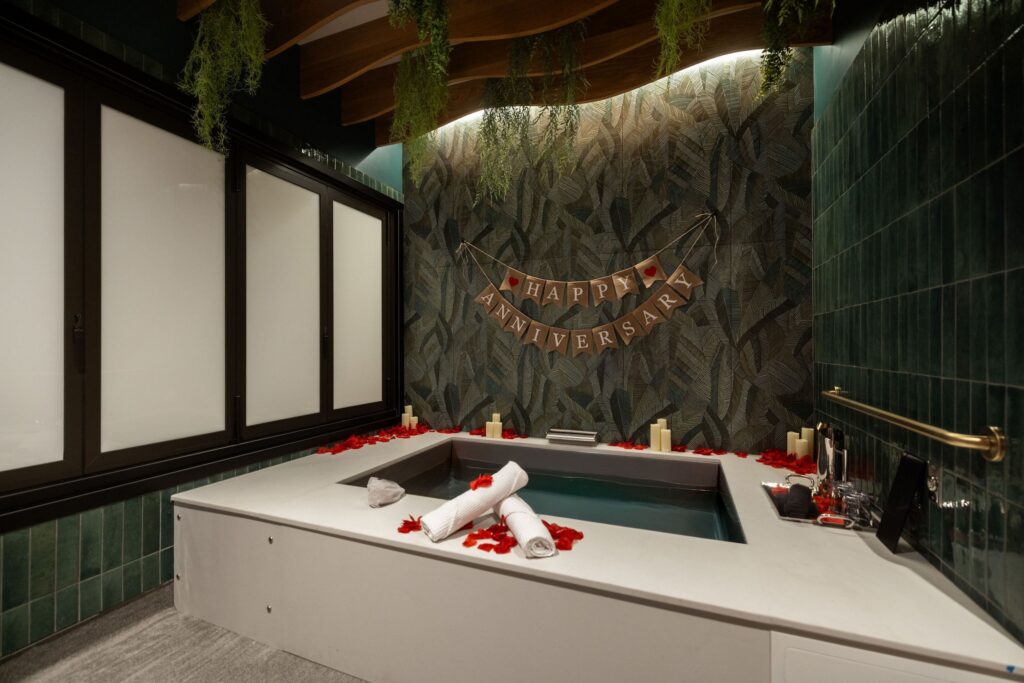 Oakwell’s private suite with romantic “Happy Anniversary” decorations